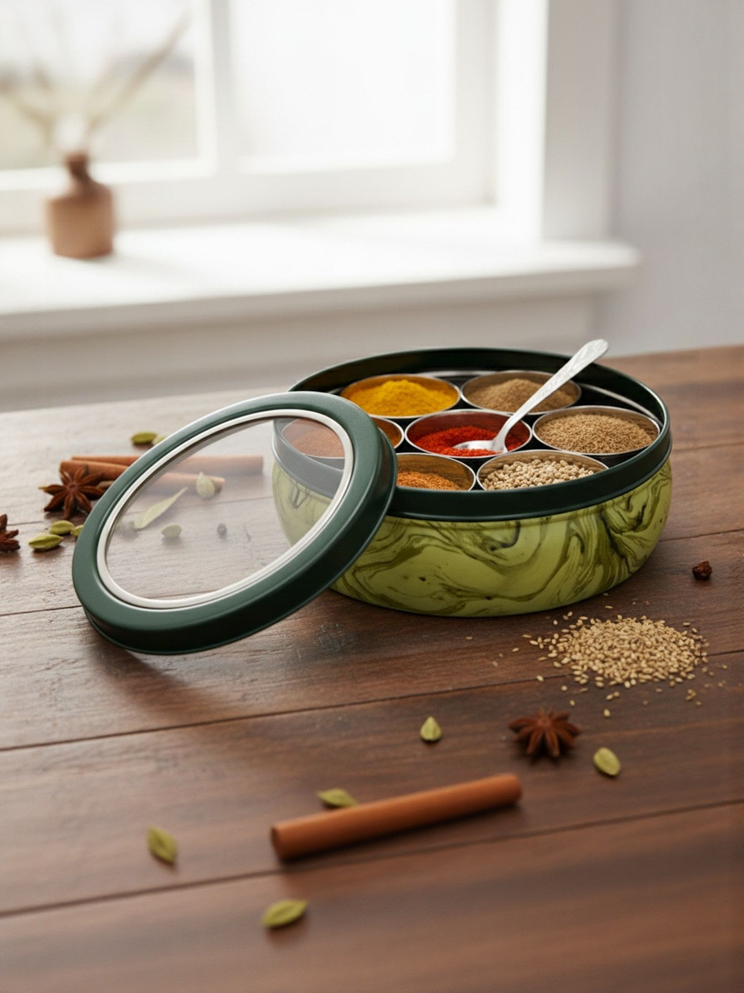 MBC Lime Green Stainless Steel Easy To Clean Spice Box