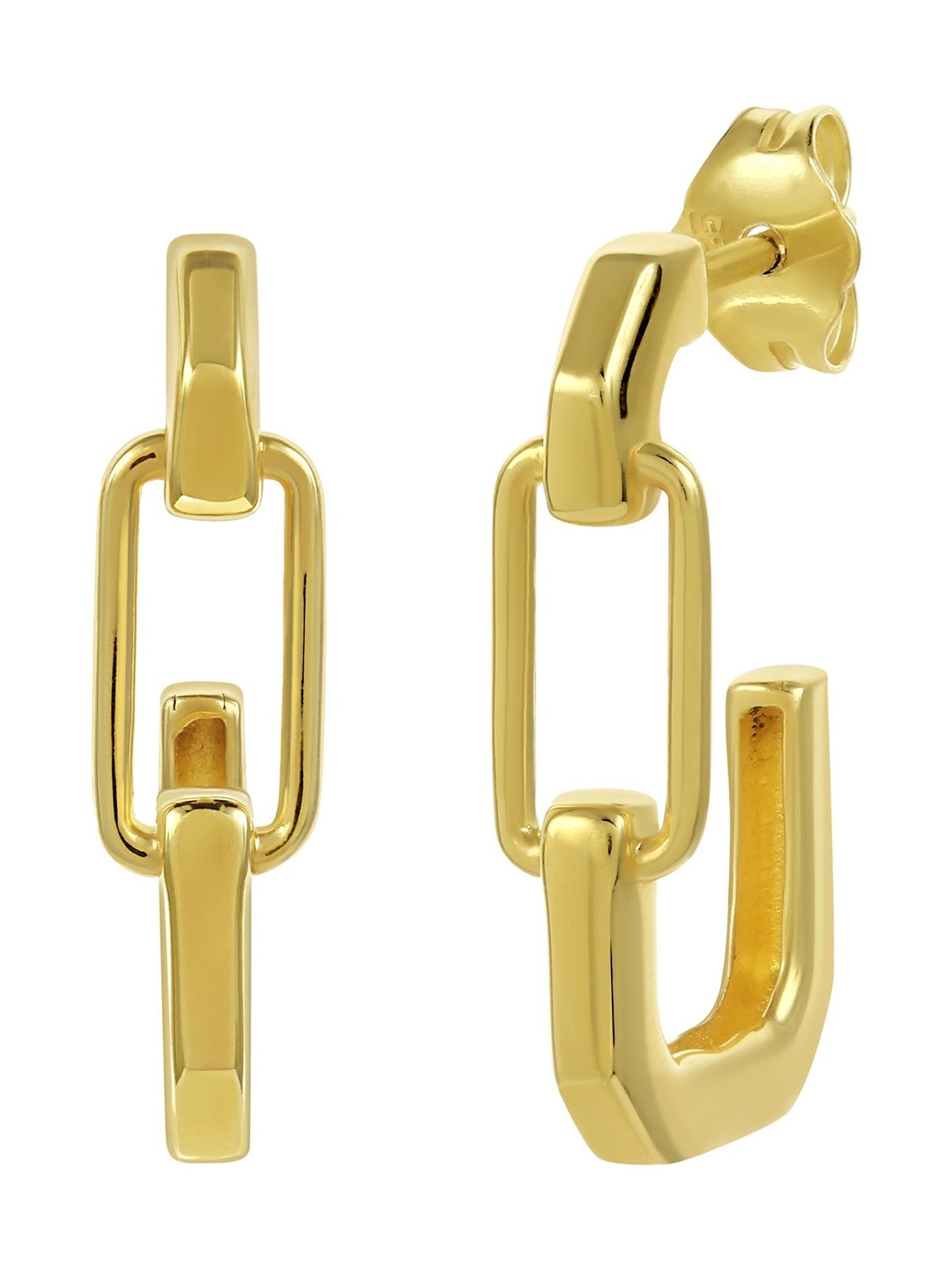 Nishani 925 Sterling Silver Gold-Plated Geometric Chain-Style Hoop Earrings