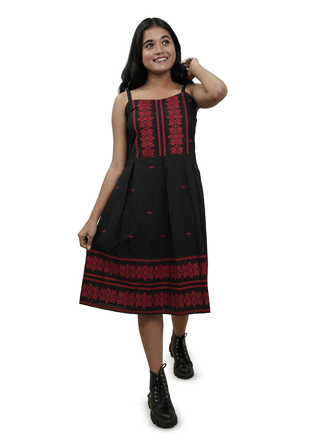 Joyee Kolkata Women Ethnic Motifs Print Fit & Flare Midi Dress