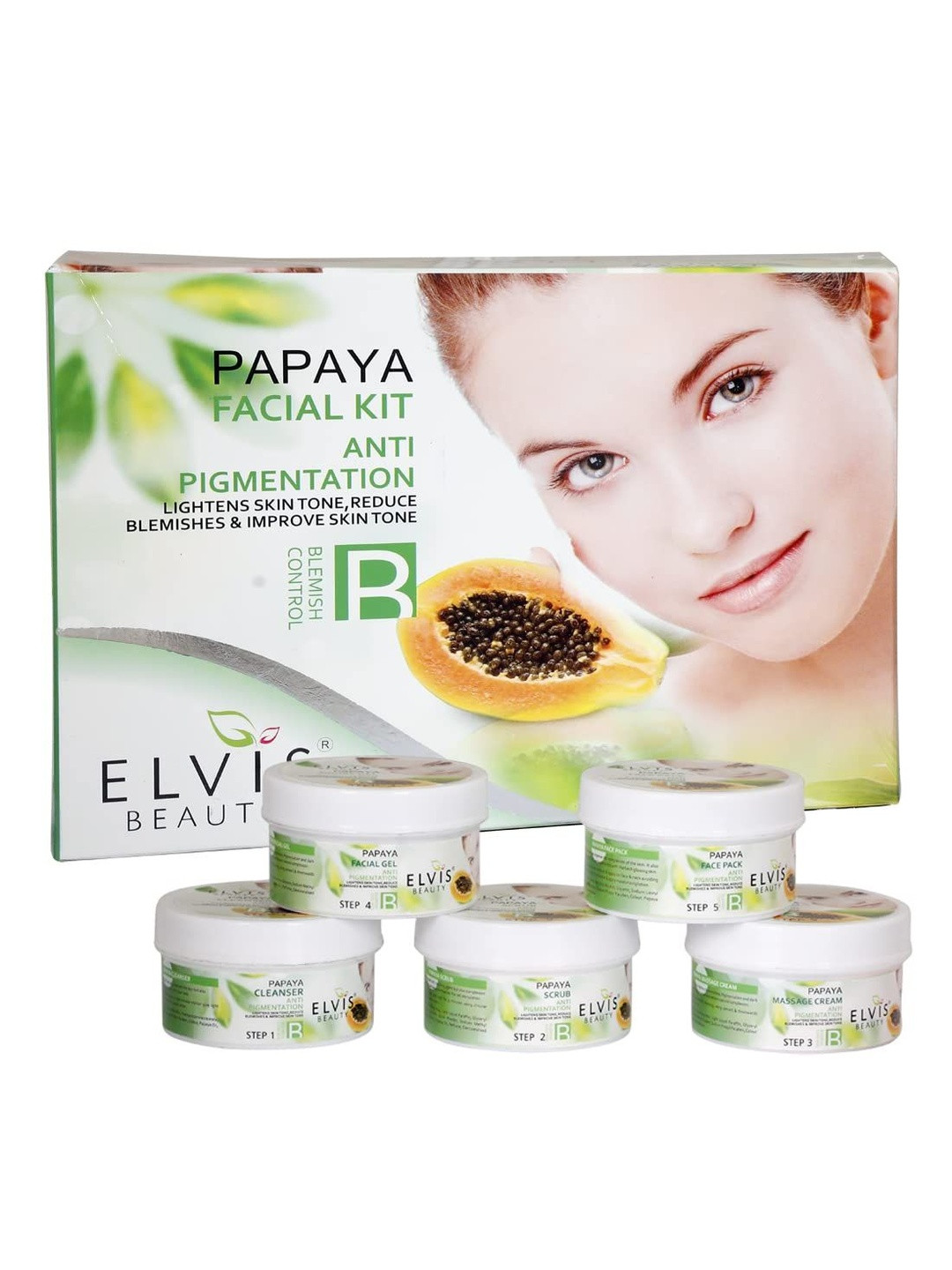 ELVIS BEAUTY 5-Steps Papaya Facial Kit For Anti-Pigmentation - 420 g