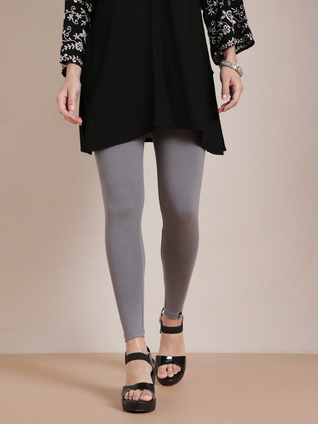 TWIN BIRDS Women Radiant Series Steel Grey Solid Ankle Length Leggings