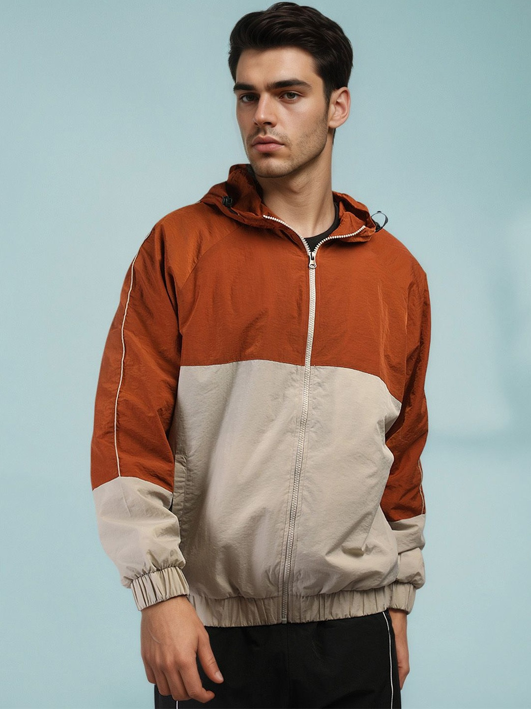The Roadster Life Co. Colourblocked Hooded Windcheater Tailored Jacket