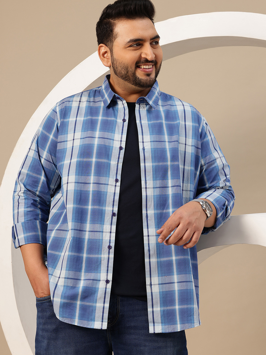 Sztori Plus Size Checked Casual Shirt