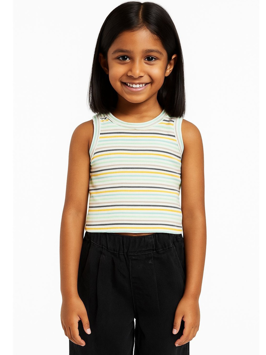 CHILINS Girls Ribbed Striped Tank Tops