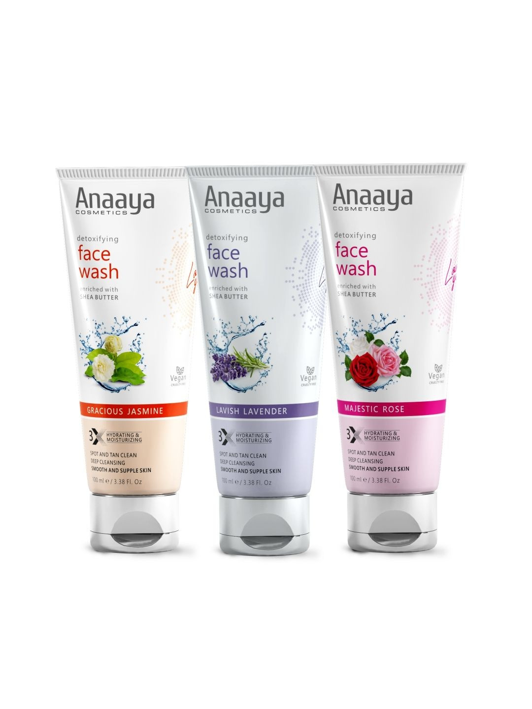 Anaaya Cosmetics Set Of 3 Detoxifying Face Wash - 100 ml Each