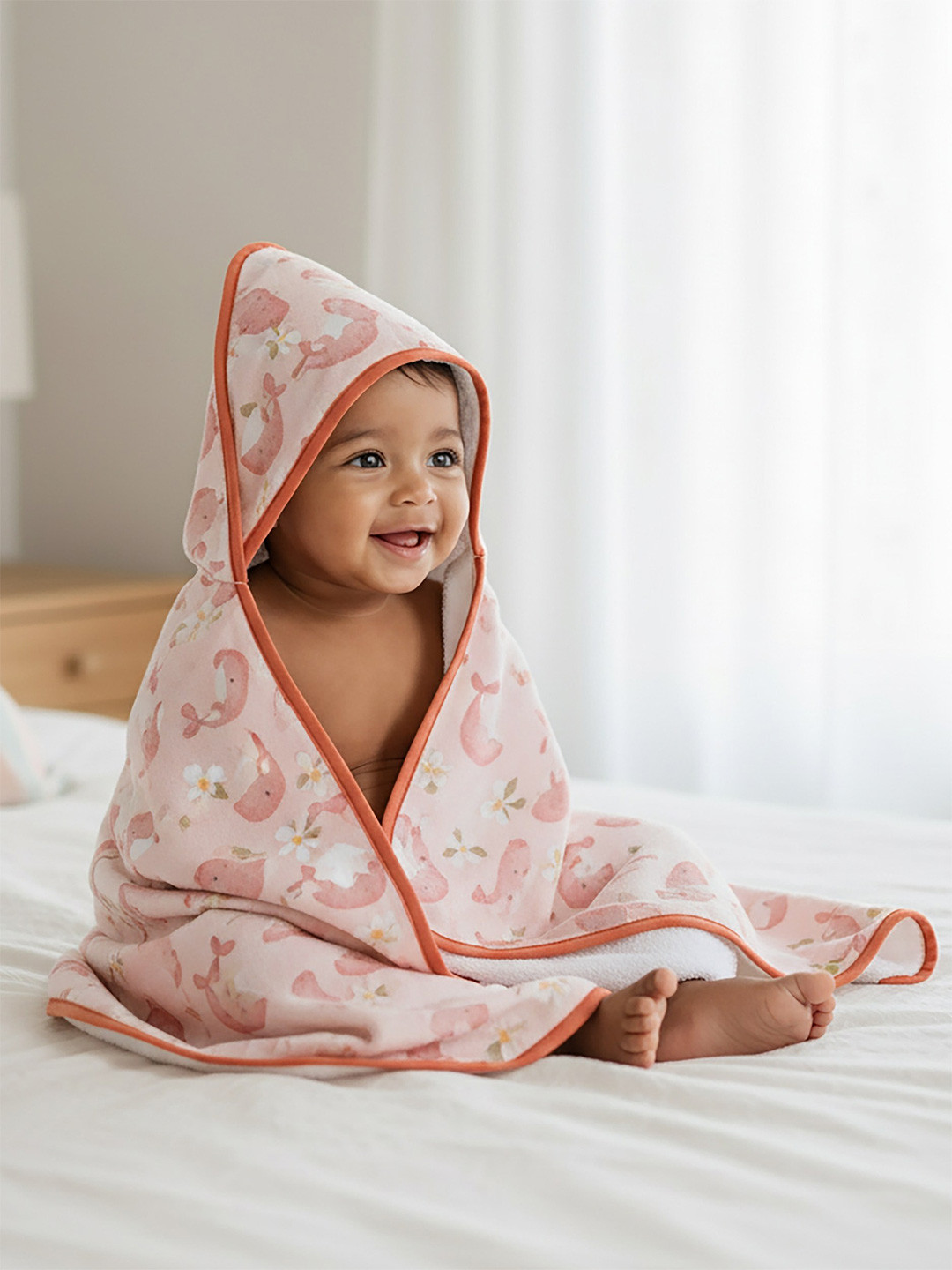 cocoon care Infants Bamboo Cotton Muslin 450 GSM Hooded Towel
