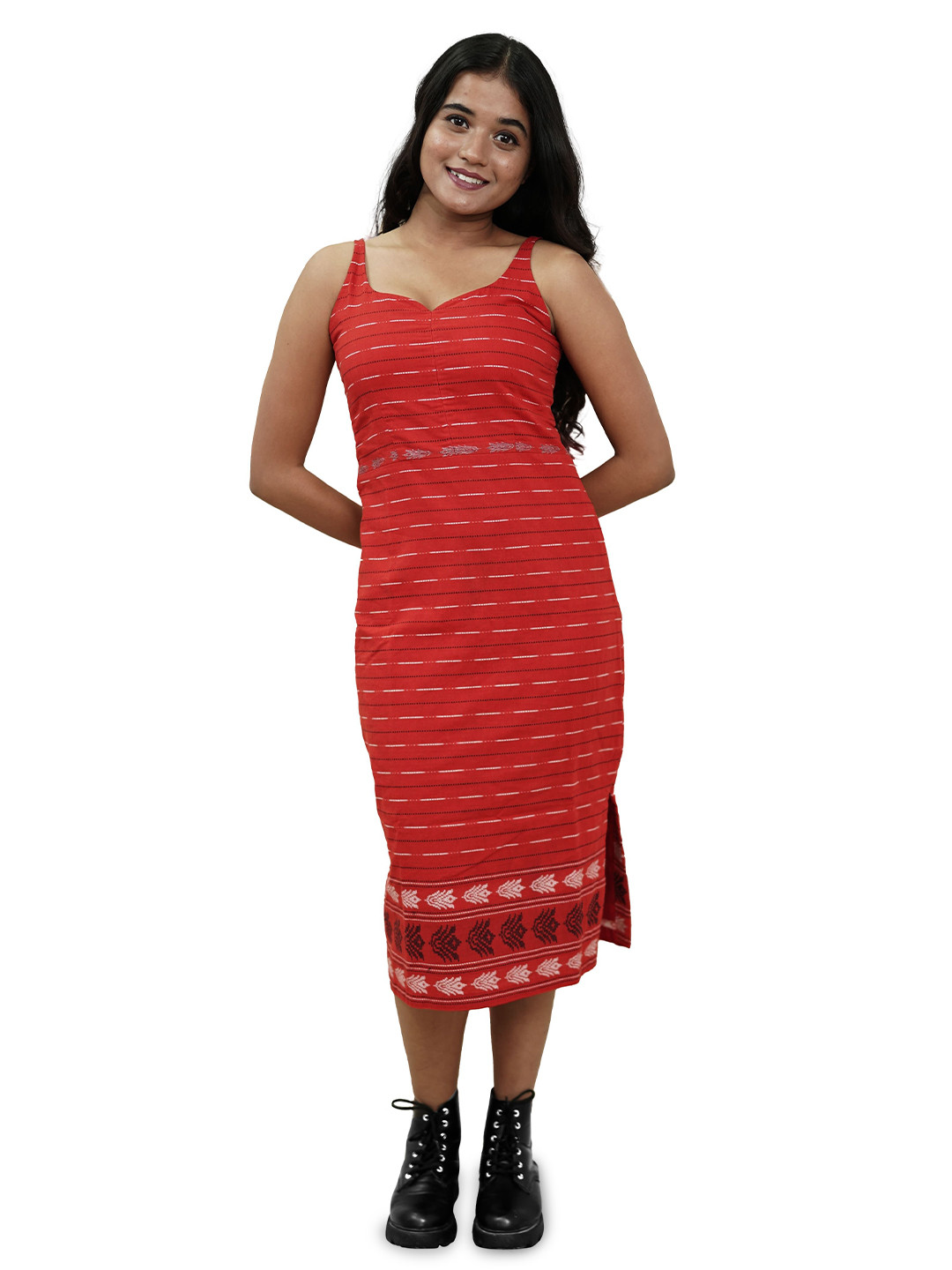 Joyee Kolkata Ethnic Motifs Print Sheath Midi Dress