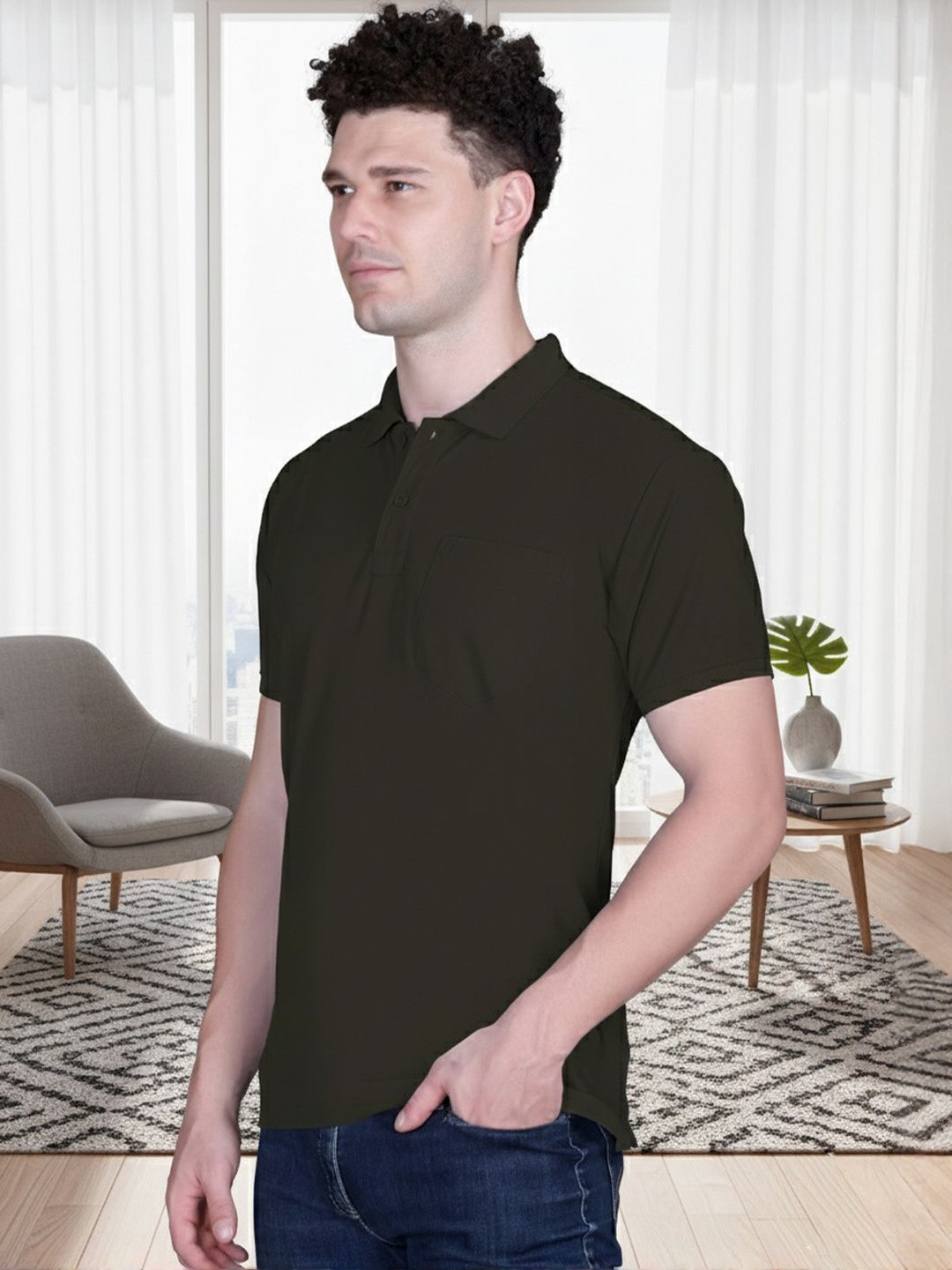 MOUNTAIN COLOURS New Basics Polo Collar Pockets T-shirt