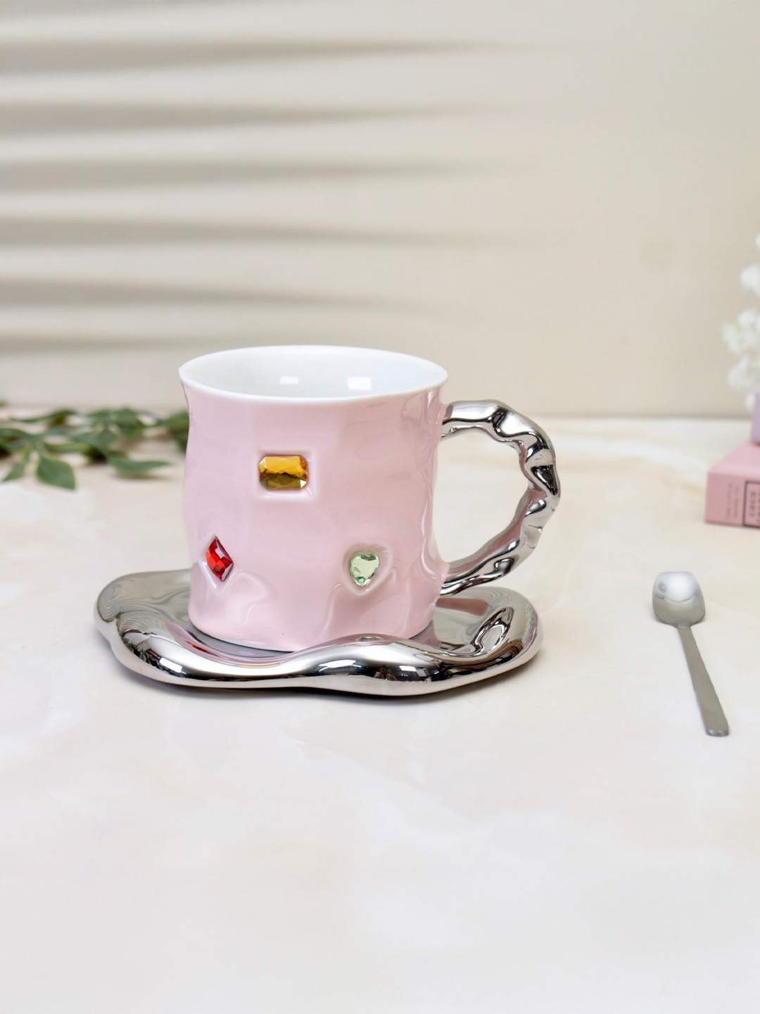 peppy little things Crystal Ceramic Cup & Saucer Set