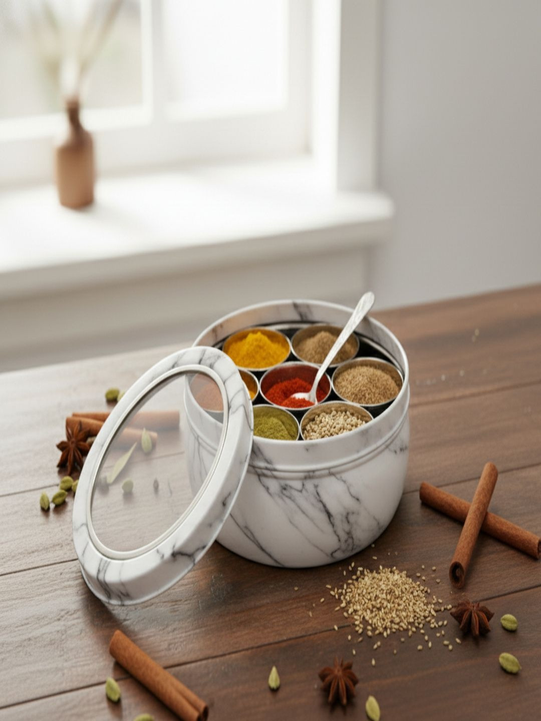 MBC White Stainless Steel Easy To Clean Spice Box