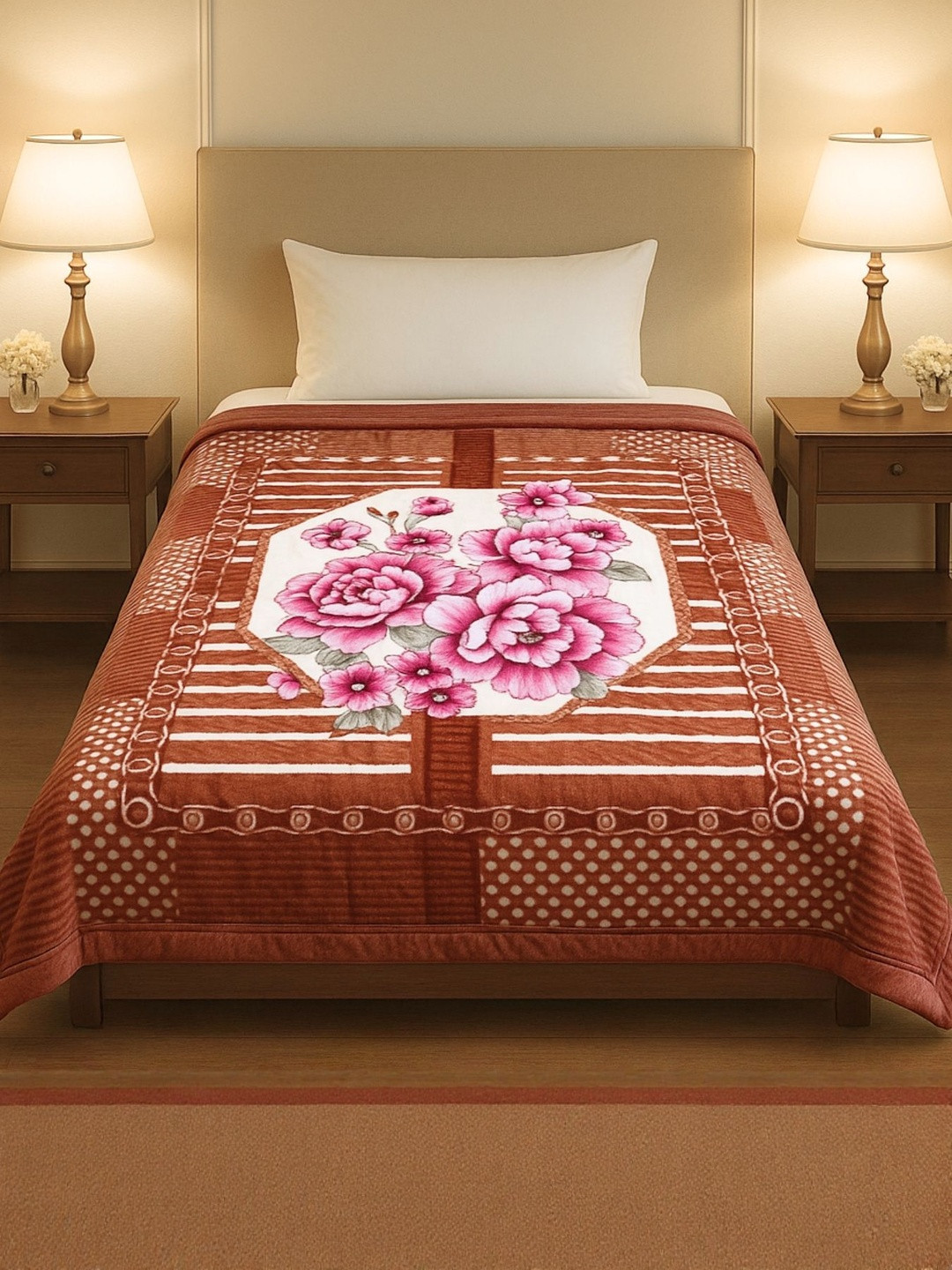 Signature Andrew Floral Printed Lightweight 450 GSM Mild Winter Blanket