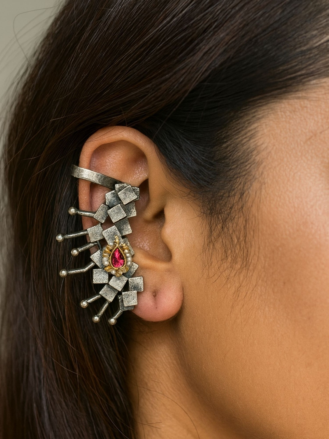 Digital Dress Room Geometric Ear Cuff Earrings