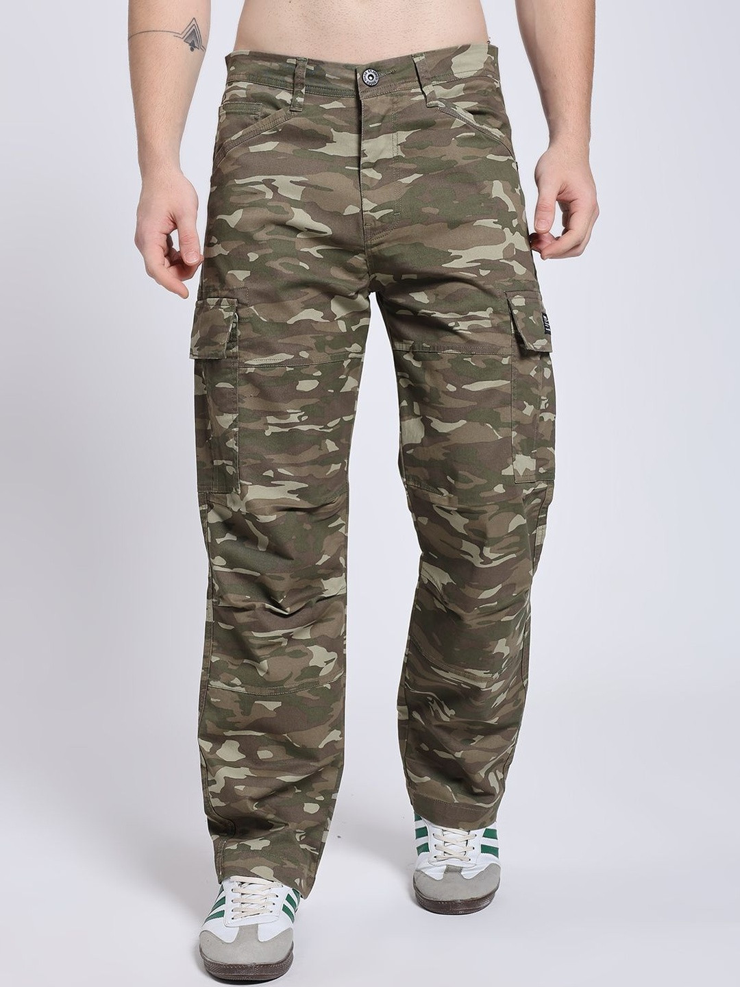 SAINT JONES Men Camouflage Prinred Original Easy Wash Cargos Trousers