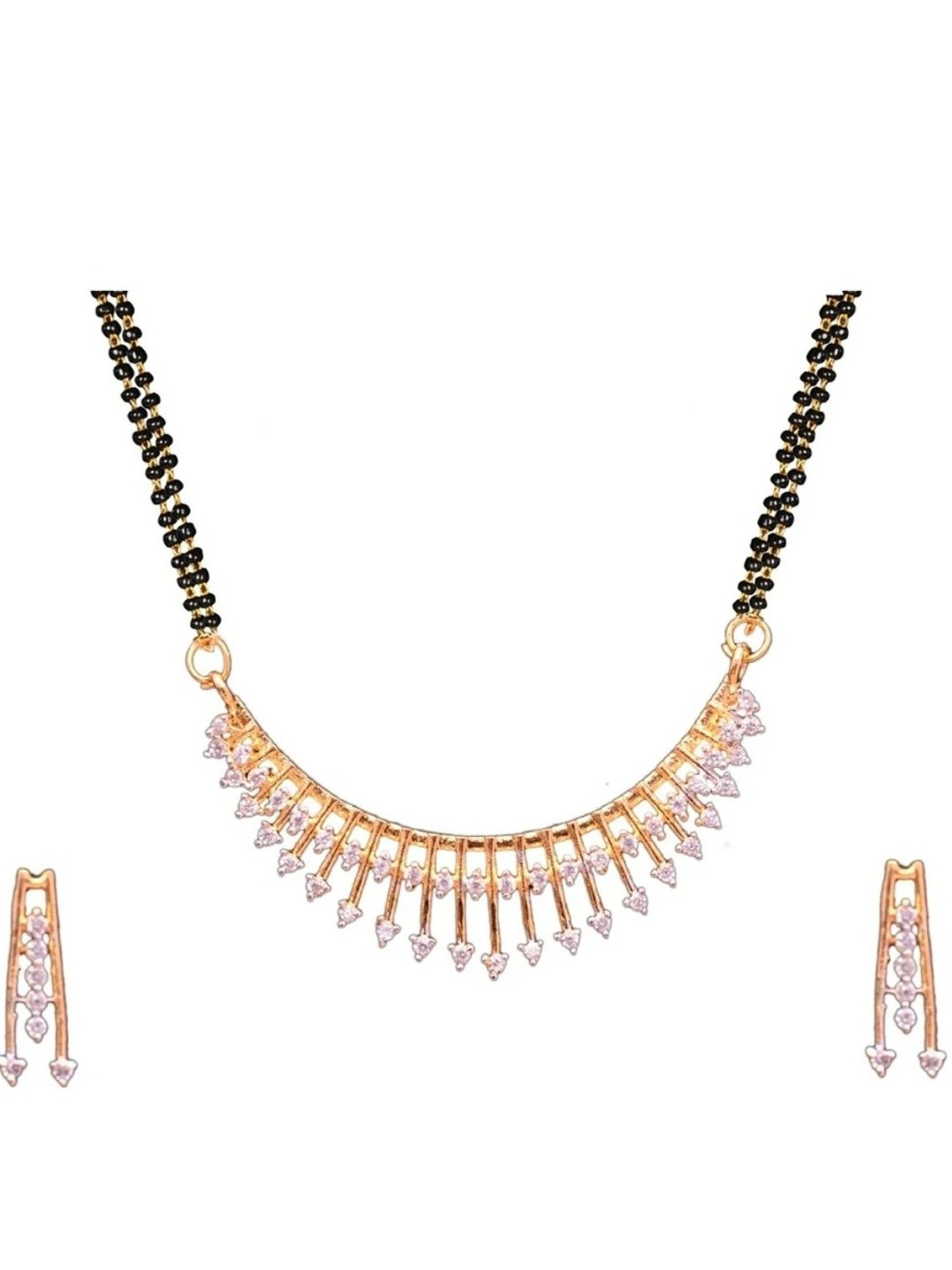 Ak Fashion Artificial Stones Studded & Beaded Mangalsutra With Earrings
