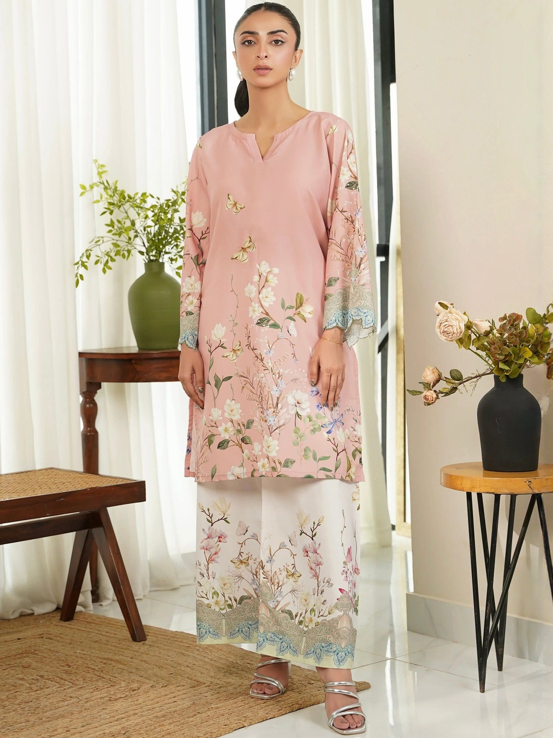 VEERVASTRA Floral Printed Tunic With Palazzo