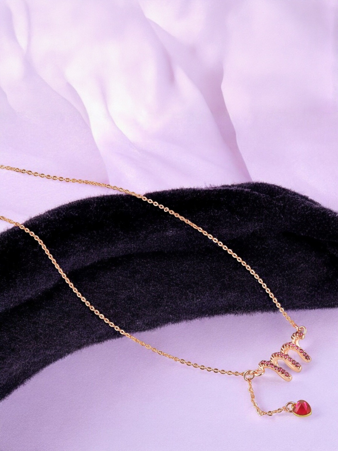 Oviya Women Rose Gold-Plated Quirky Artificial Stones and Beads Heart Pendants with Chains