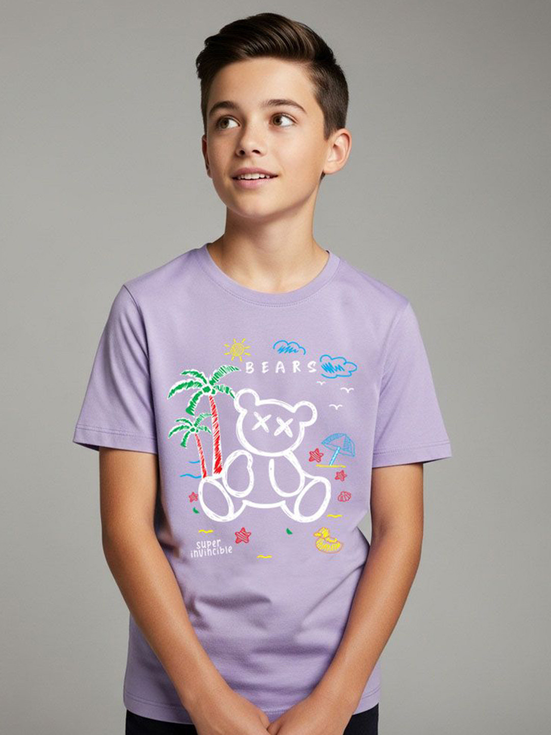 LONDON STREETS Boys Graphic Printed Round Neck Cotton Tshirt