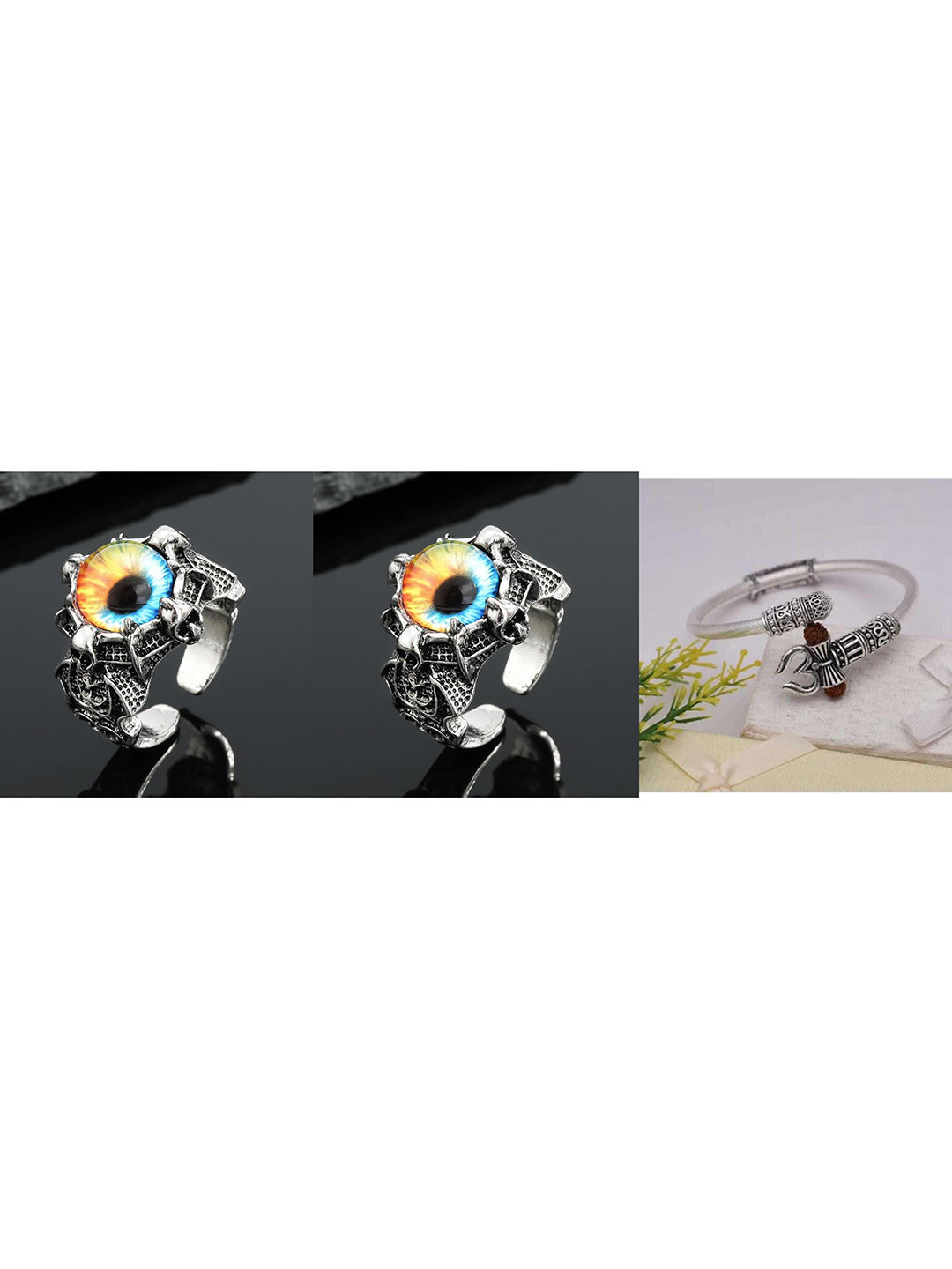 Teeragaj Unisex Beaded Dragon Eye & OM Jewellery Set