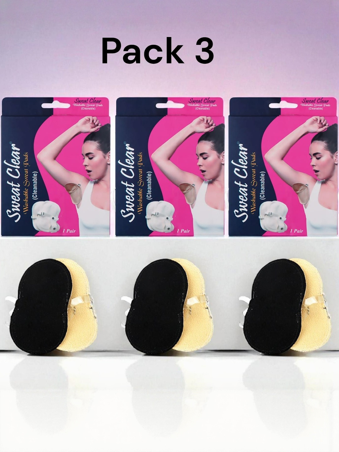 Sweat Clear Set Of 3 Washable Underarm Sweat Pads