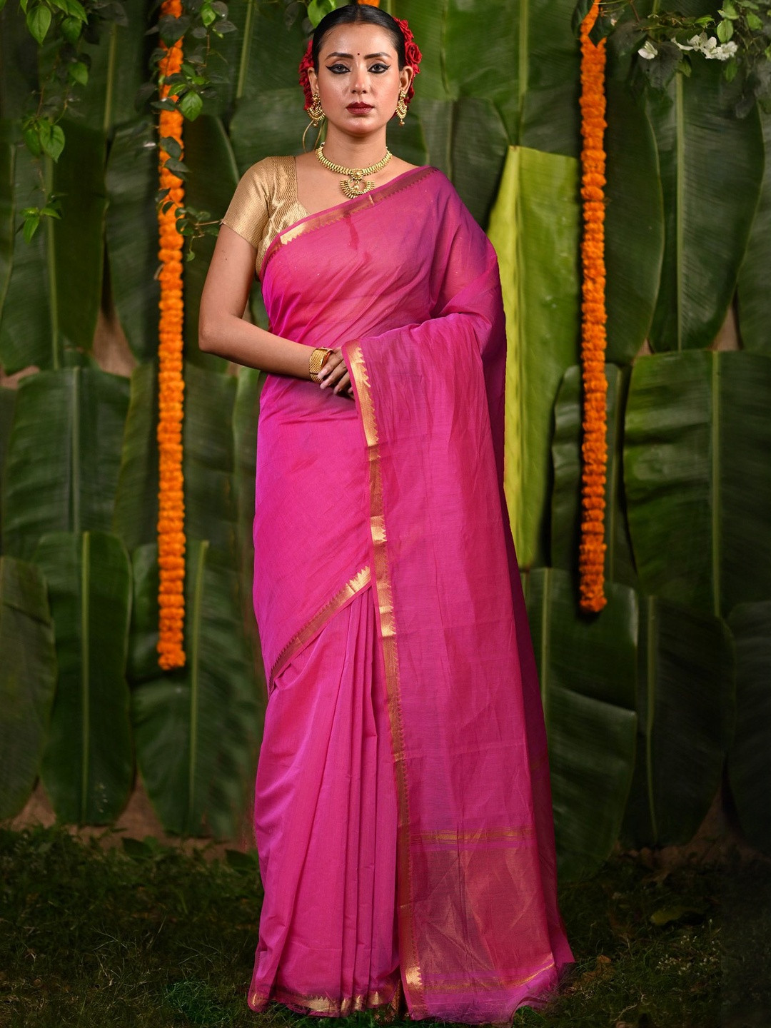 Unnati Silks Pure Cotton Handloom Mangalagiri Saree