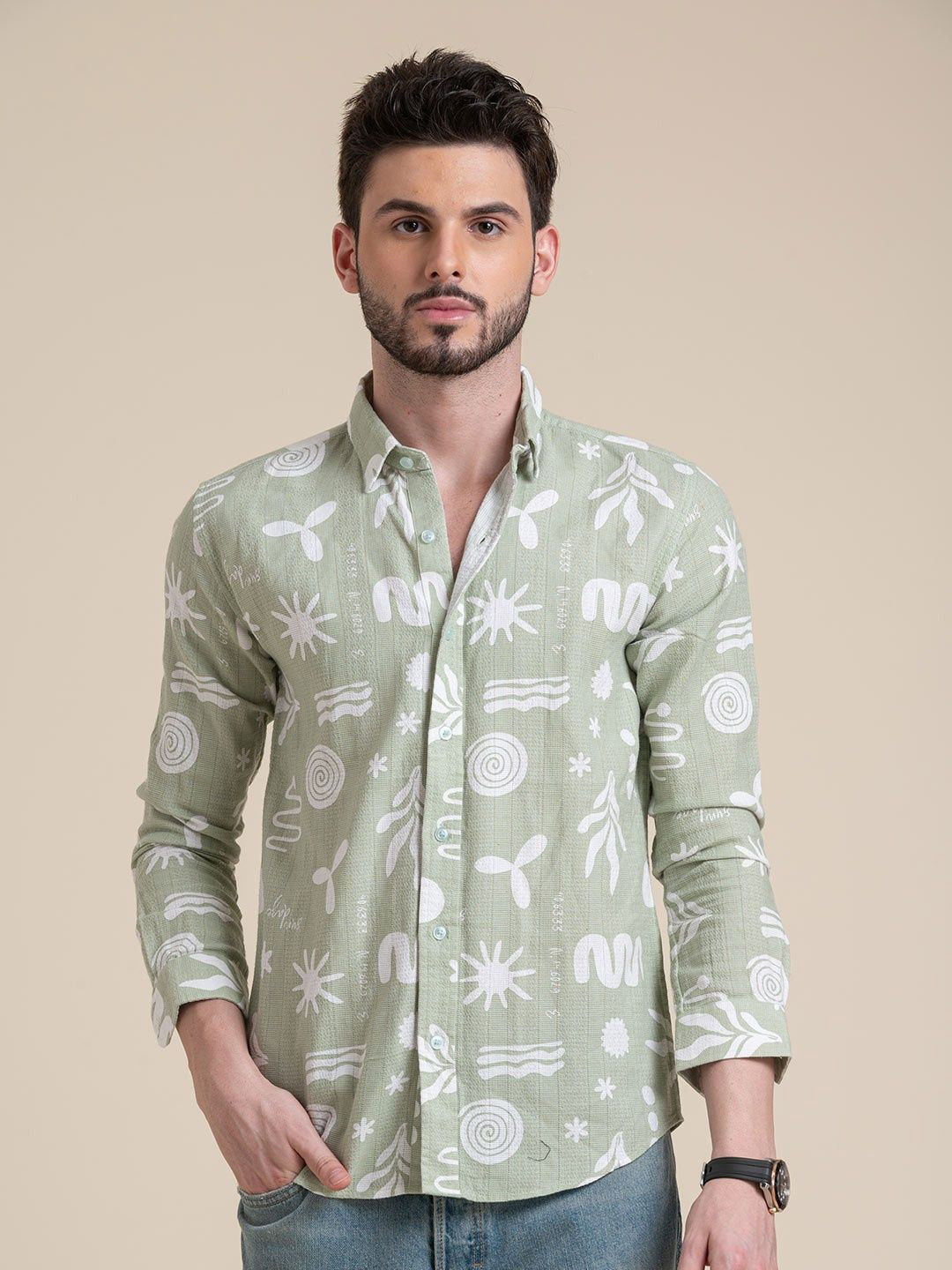 Hallstatt Life Men Conversational Printed Regular Fit Long Sleeves Cotton Shirt