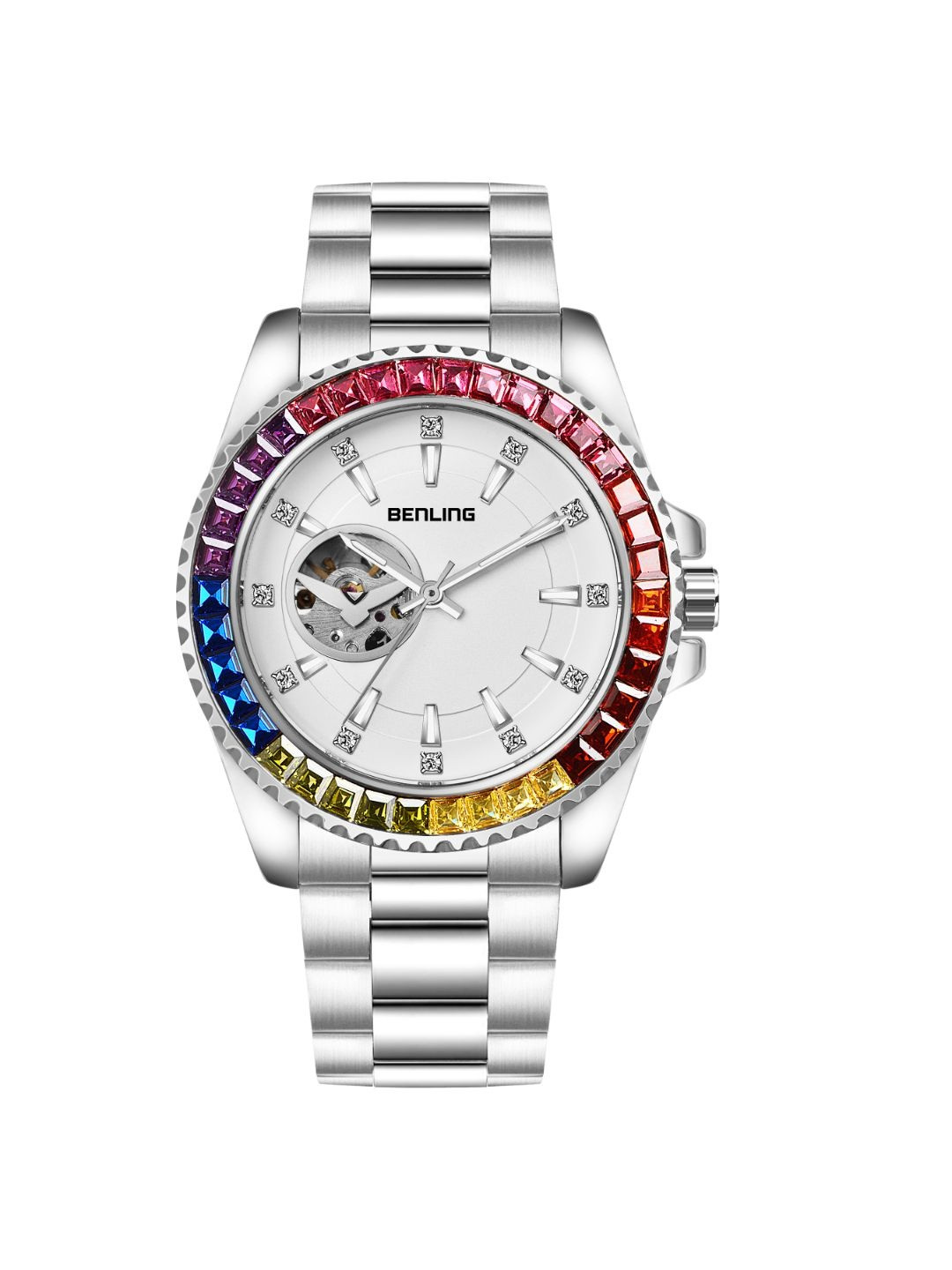 BENLING Men Dial & Stainless Steel Straps Analogue Automatic Watch BL-0007-WYT-SLVR CHN