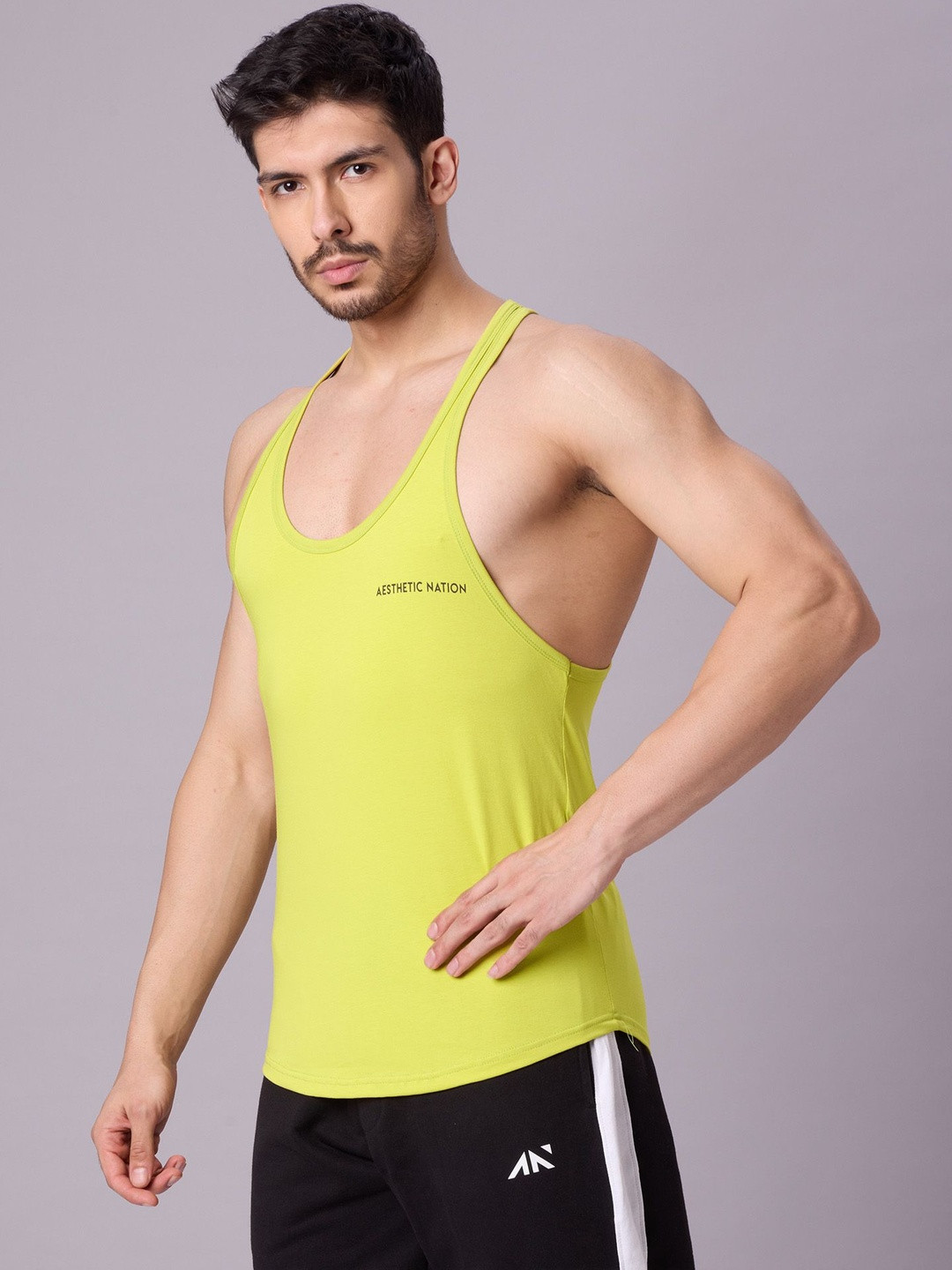 AESTHETIC NATION Men Round Neck Gym Training Innerwear Vest