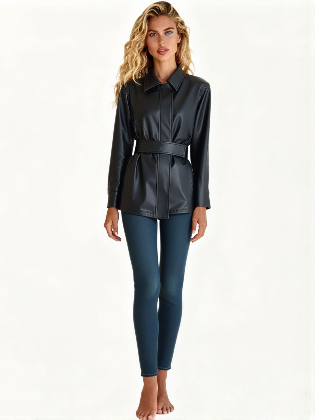 bebe Shawl Collar Three-Quarter Sleeves Shoulder Tabs Longline Parka Jacket