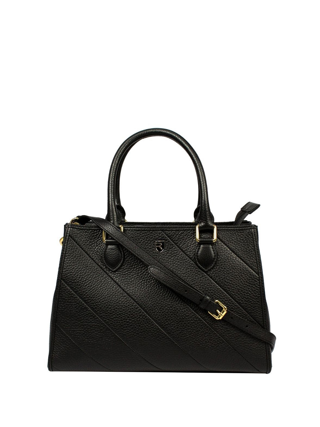 Revup Women Textured Striped Leather Satchel with Quilted
