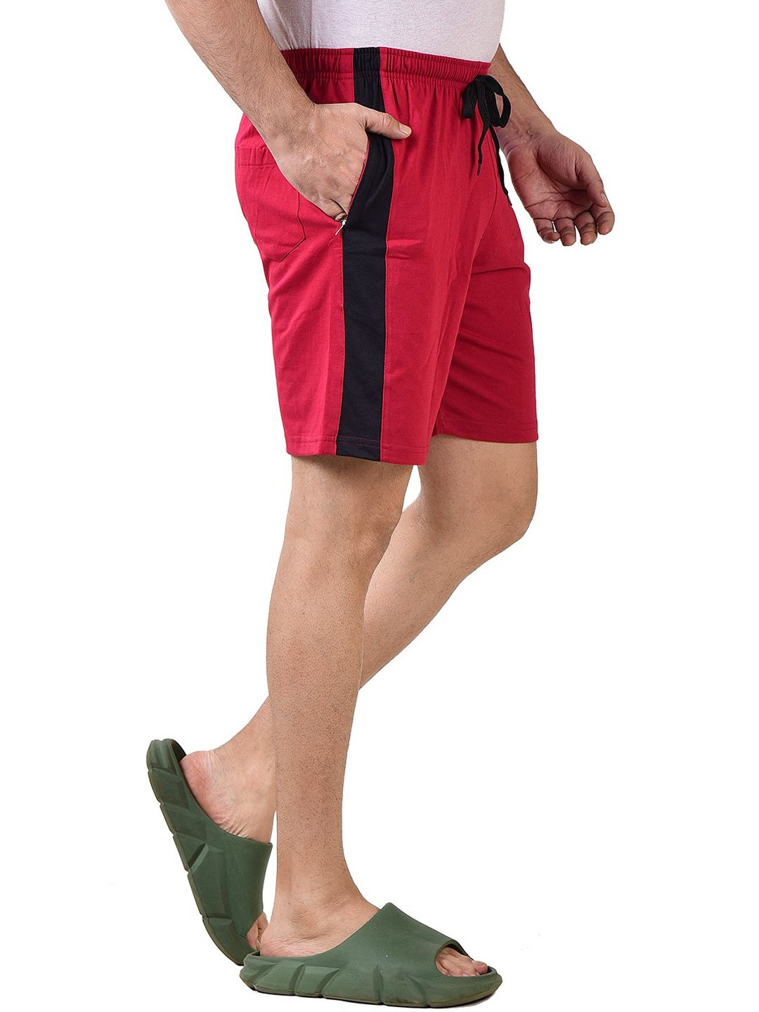 FABROYZ Men Solid Mid-Rise Outer Elastic Drawstring Closure Lounge Shorts