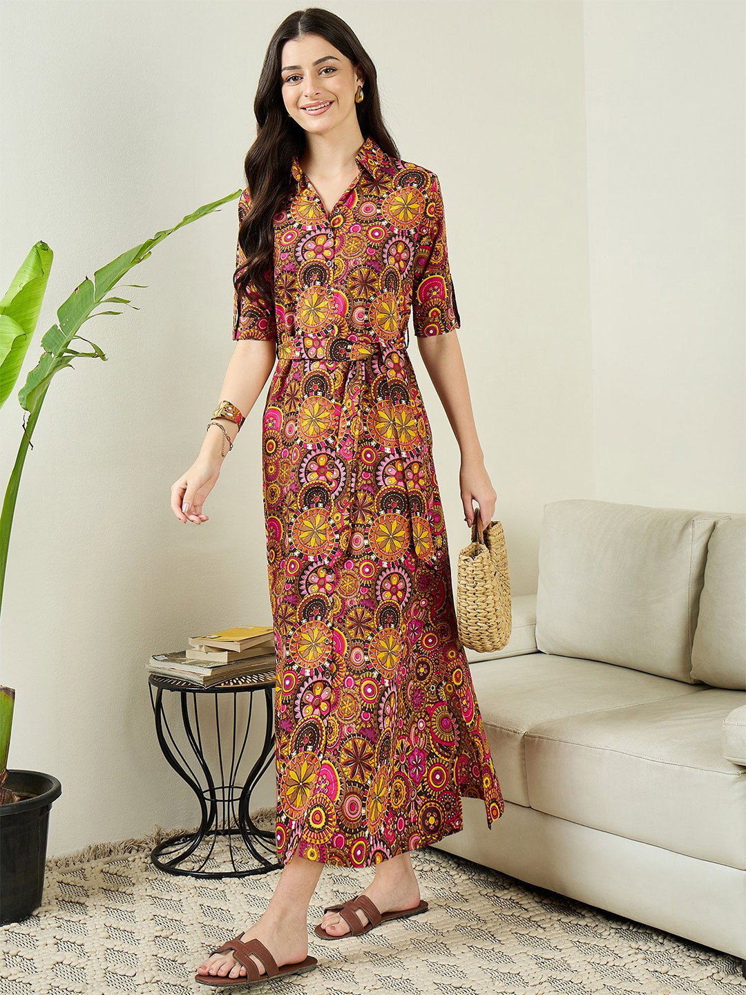 Uptownie Collar Buttoned Down Shirt Maxi Dress