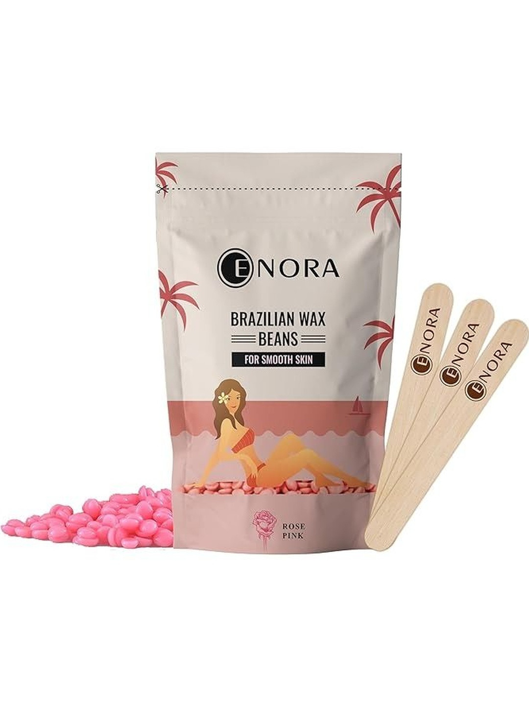 ENORA Rose Pink Stripless Wax Beans- 100 g With Spatula