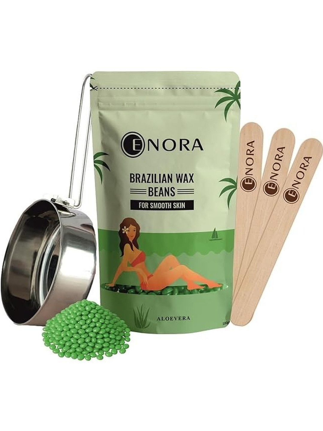 ENORA Aleovera Brazilian Face Wax - 100 g With Pan & Spatula
