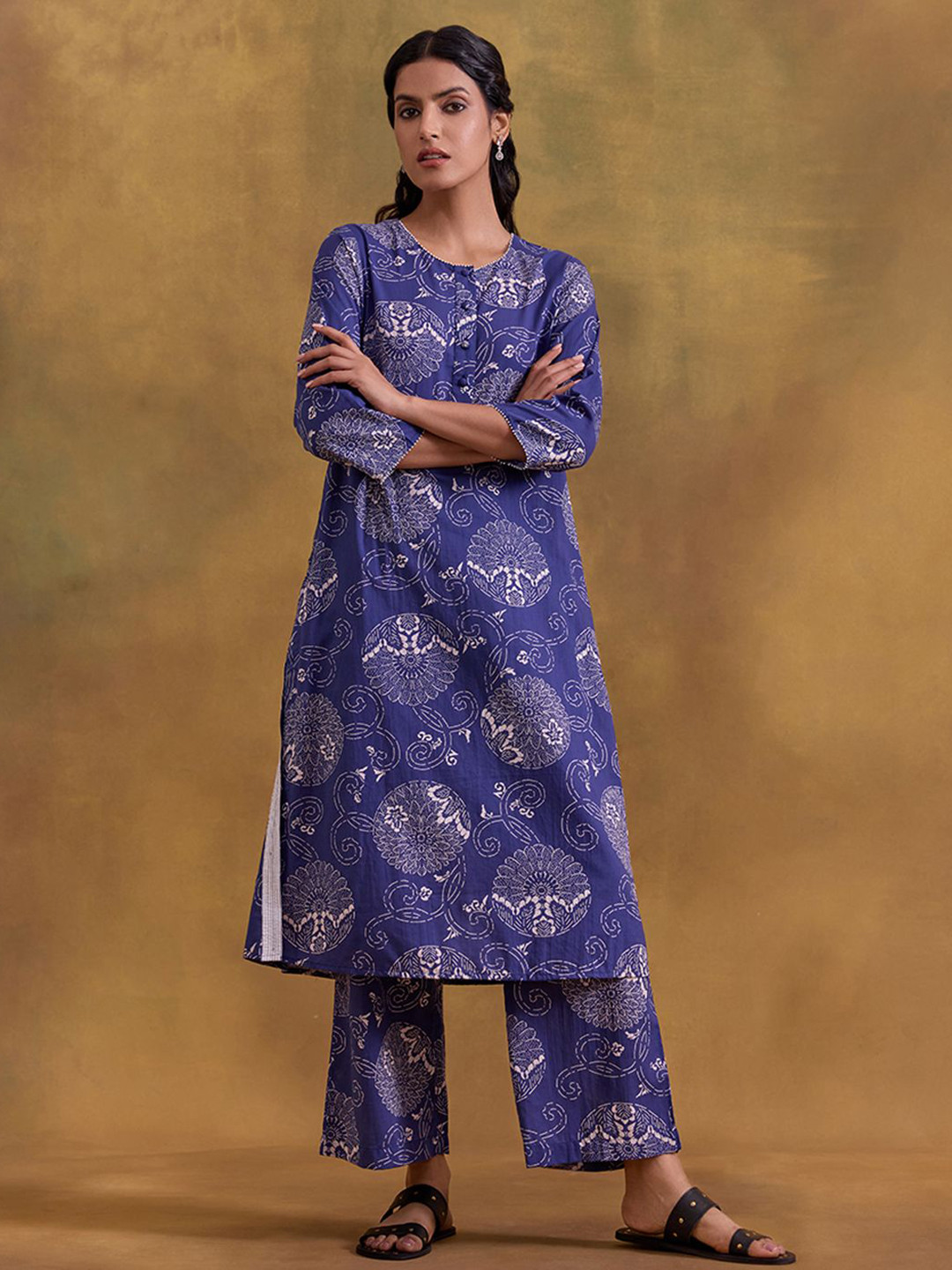 Ancestry Abstract Printed Pure Cotton Straight Kurta