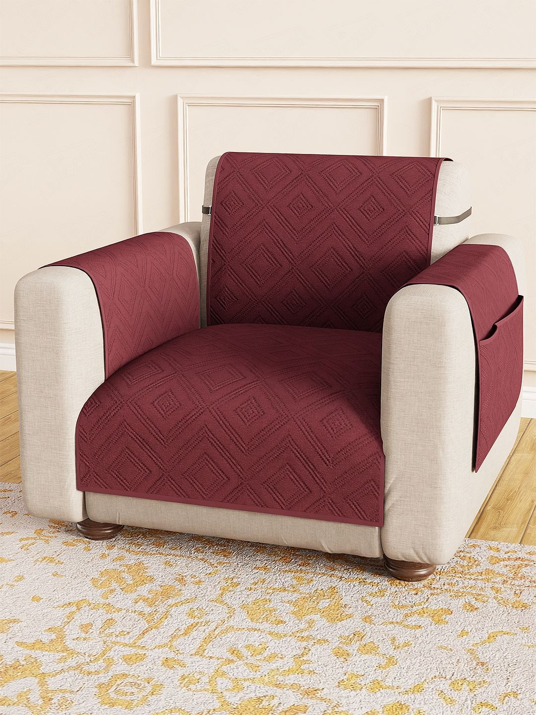 Lukzer Reversible Straight 1 Seater Sofa Cover With Arms