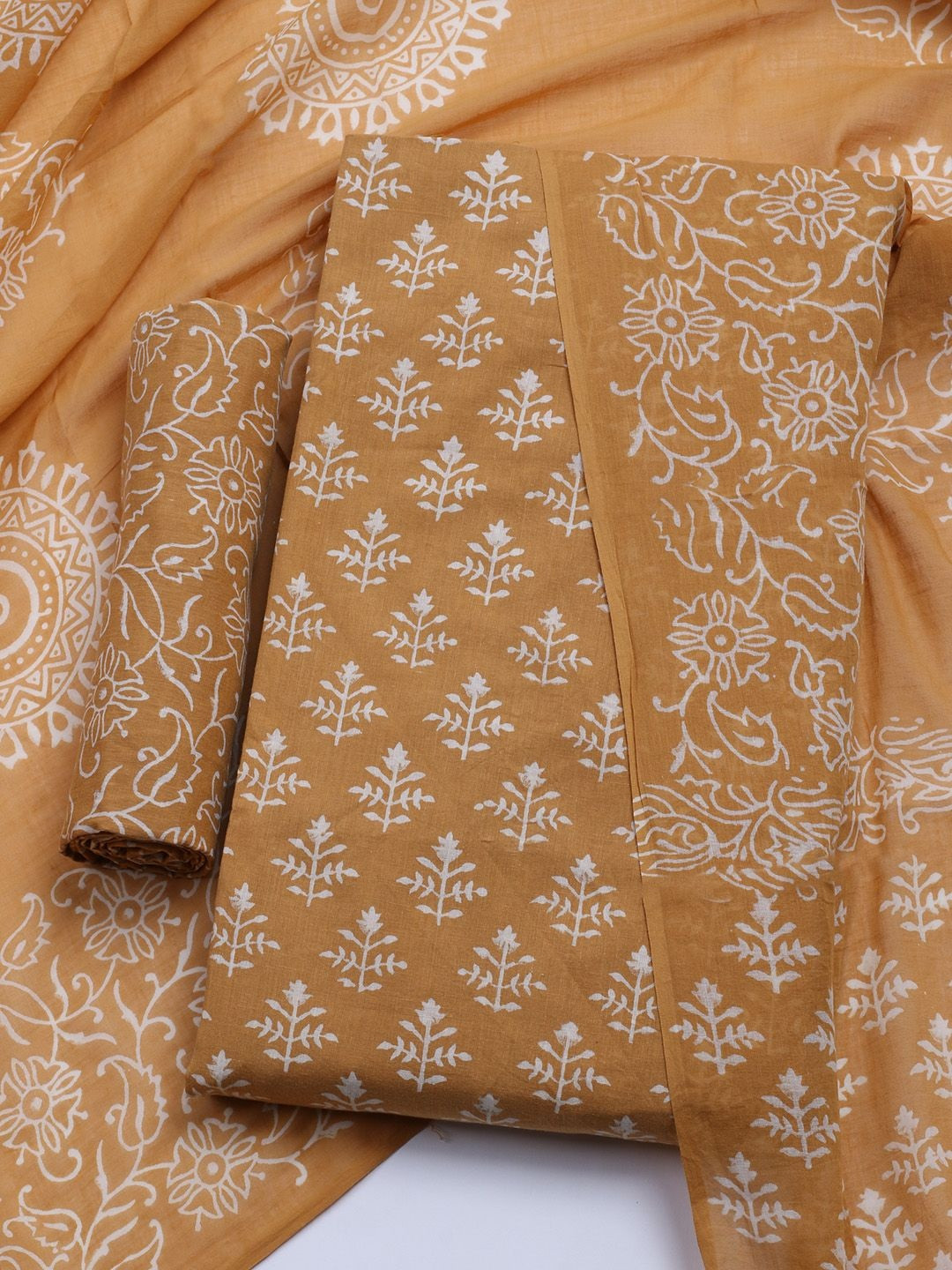 Meena Bazaar Floral Printed Unstitched Kurta With Pant & Dupatta