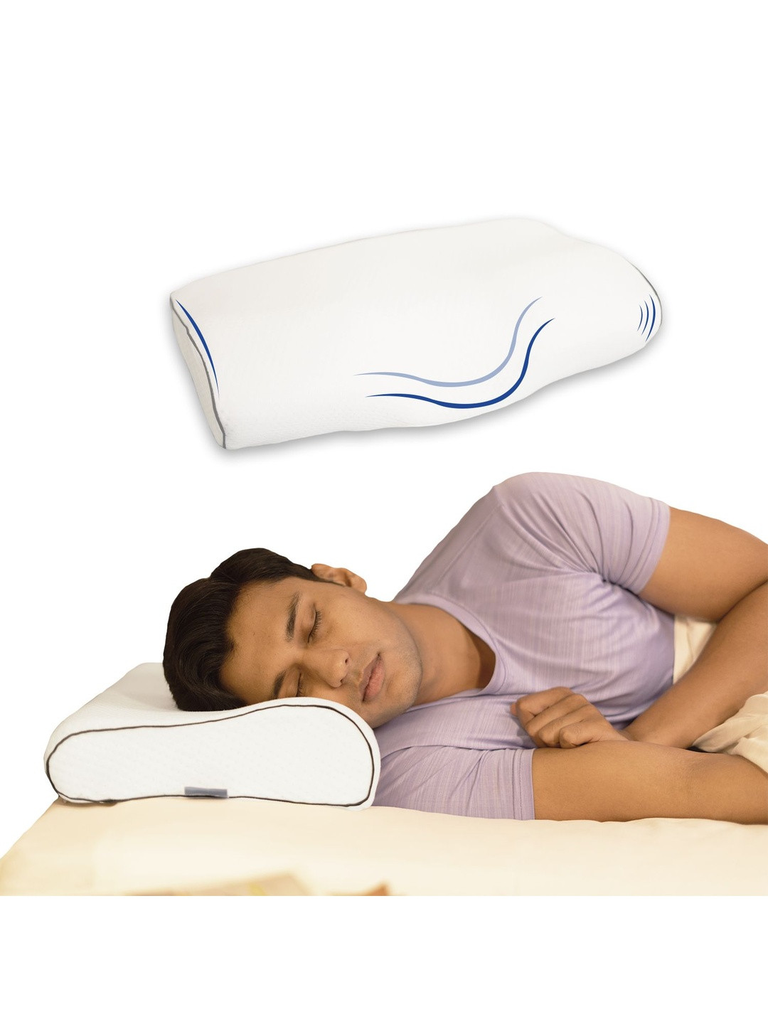 PILLOW TREE White Cotton Rectangular Shaped Pre-Filled Memory Foam Cushion