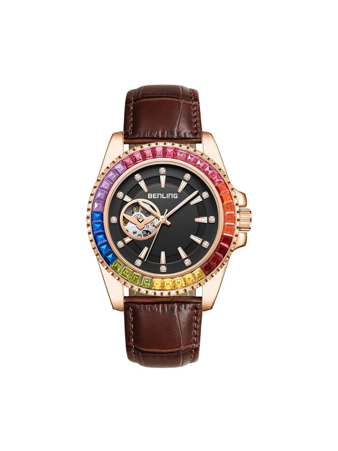 BENLING Men Pack of 2 Dial & Stainless Steel Straps Analogue Automatic Watch BL-0007-RGLD