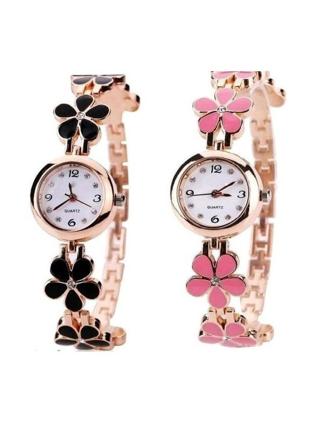 WATCHSTAR Women Dial & Straps Analogue Watch Black&pink flowerAB