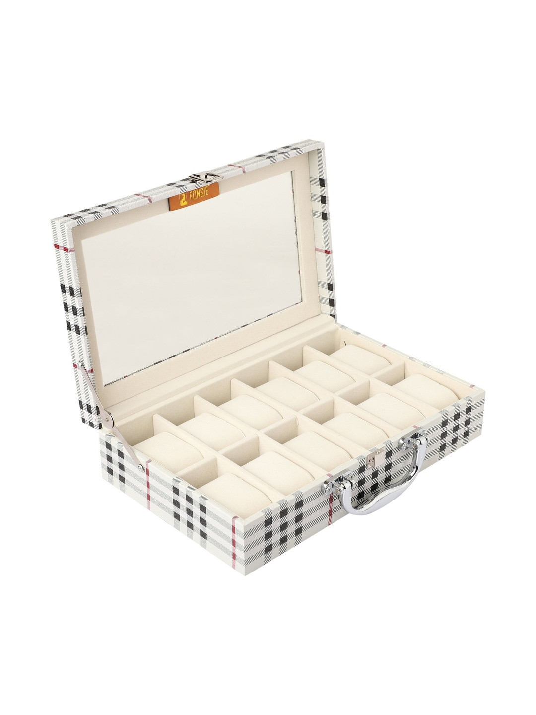 Fonsie Checked 12 Slots Watch Organiser Box