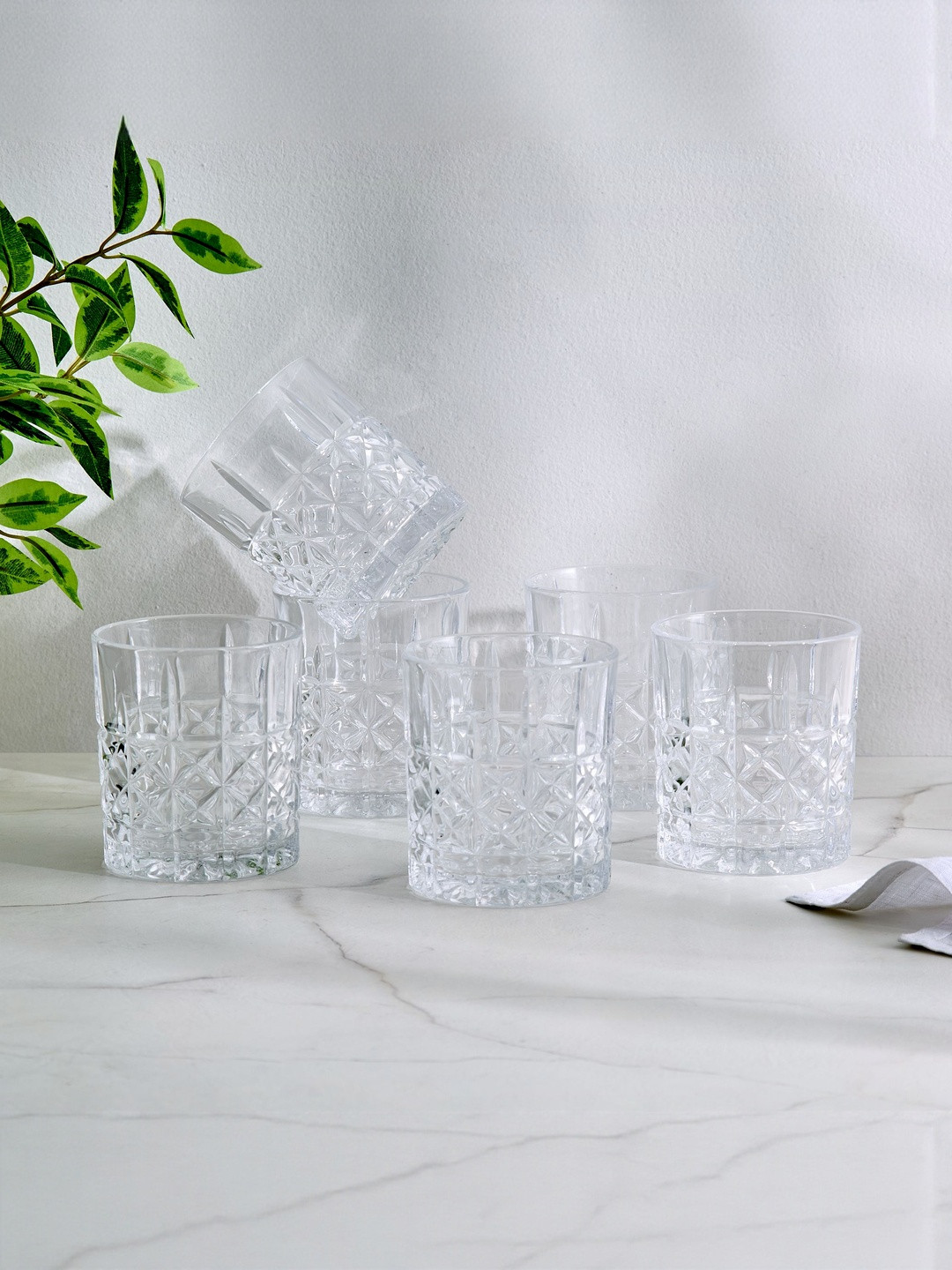 Home Centre Mizu Diamond Set of 6 Transparent Juice Glasses - 310ml Each