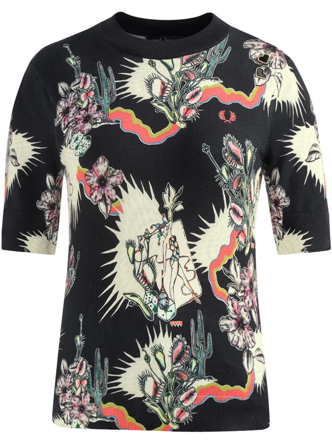 Fred Perry Printed Three-Quarter Sleeves Pure Cotton T-shirt