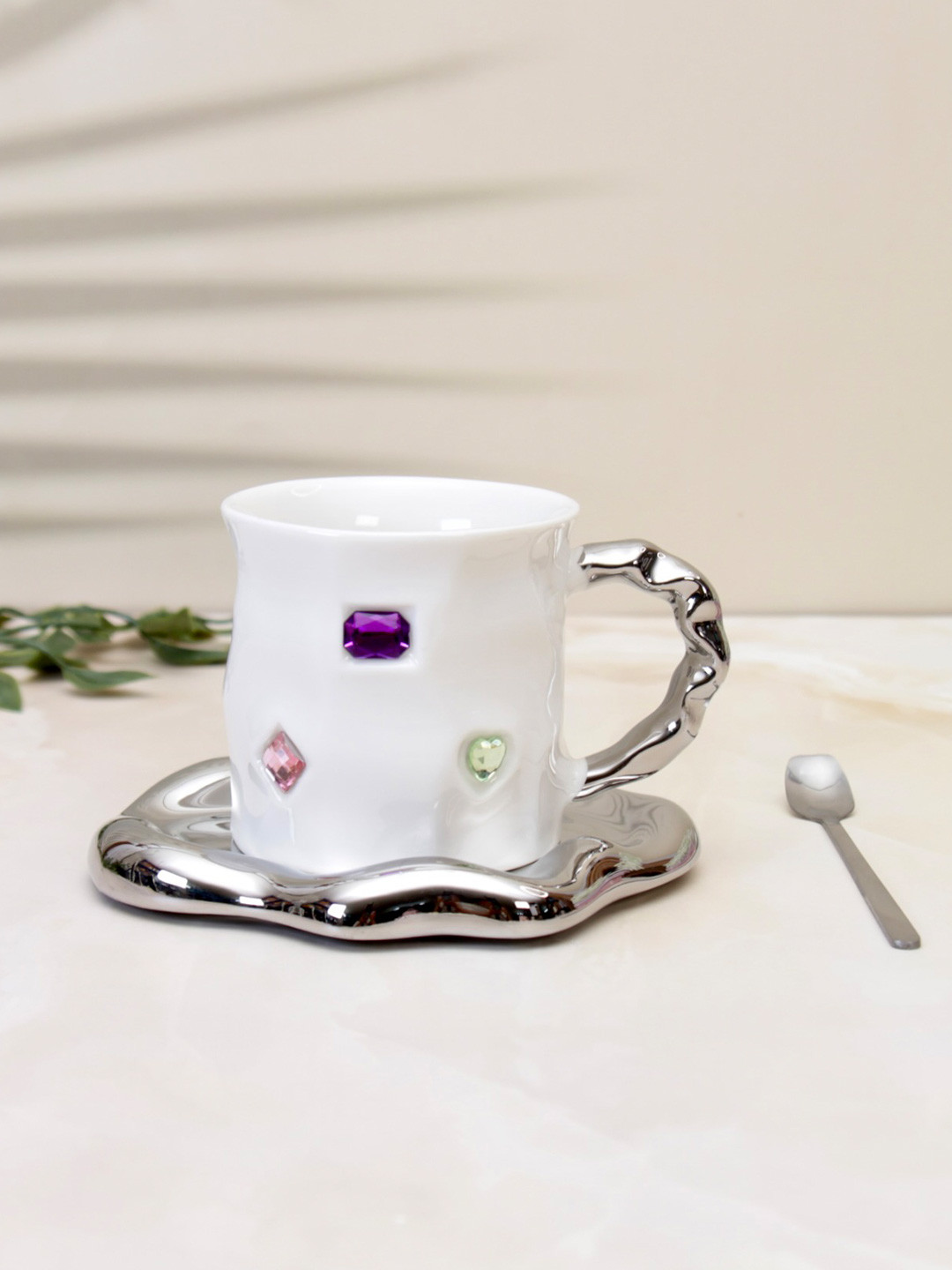 peppy little things Crystal Ceramic Cup & Saucer Set