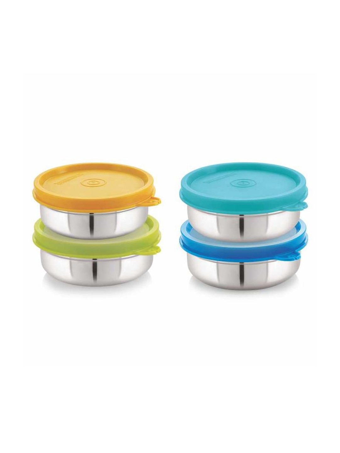 STEELLOCK Yellow 4 Pieces Leak Resistant Round Stainless Steel Canister 700ml
