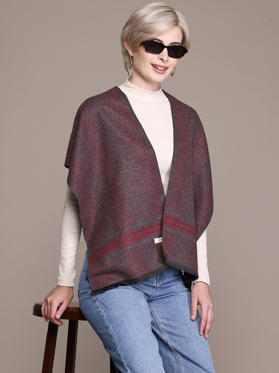 Cayman Women Chevron Frayed Scarf