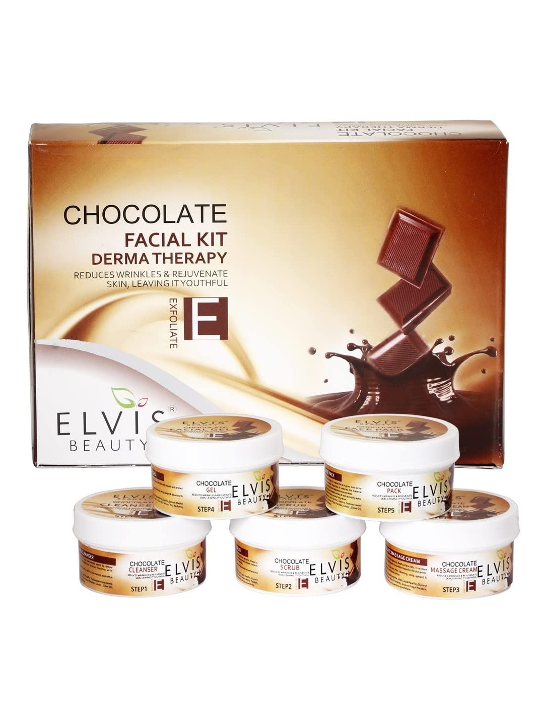 ELVIS BEAUTY 5 Steps Chocolate Facial Kit For Youthful & Radiant Skin - 420 g