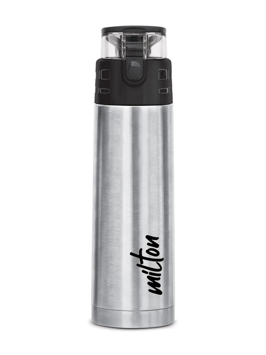 Belhomme Silver-Toned & Black Single Stainless Steel Printed Water Bottle