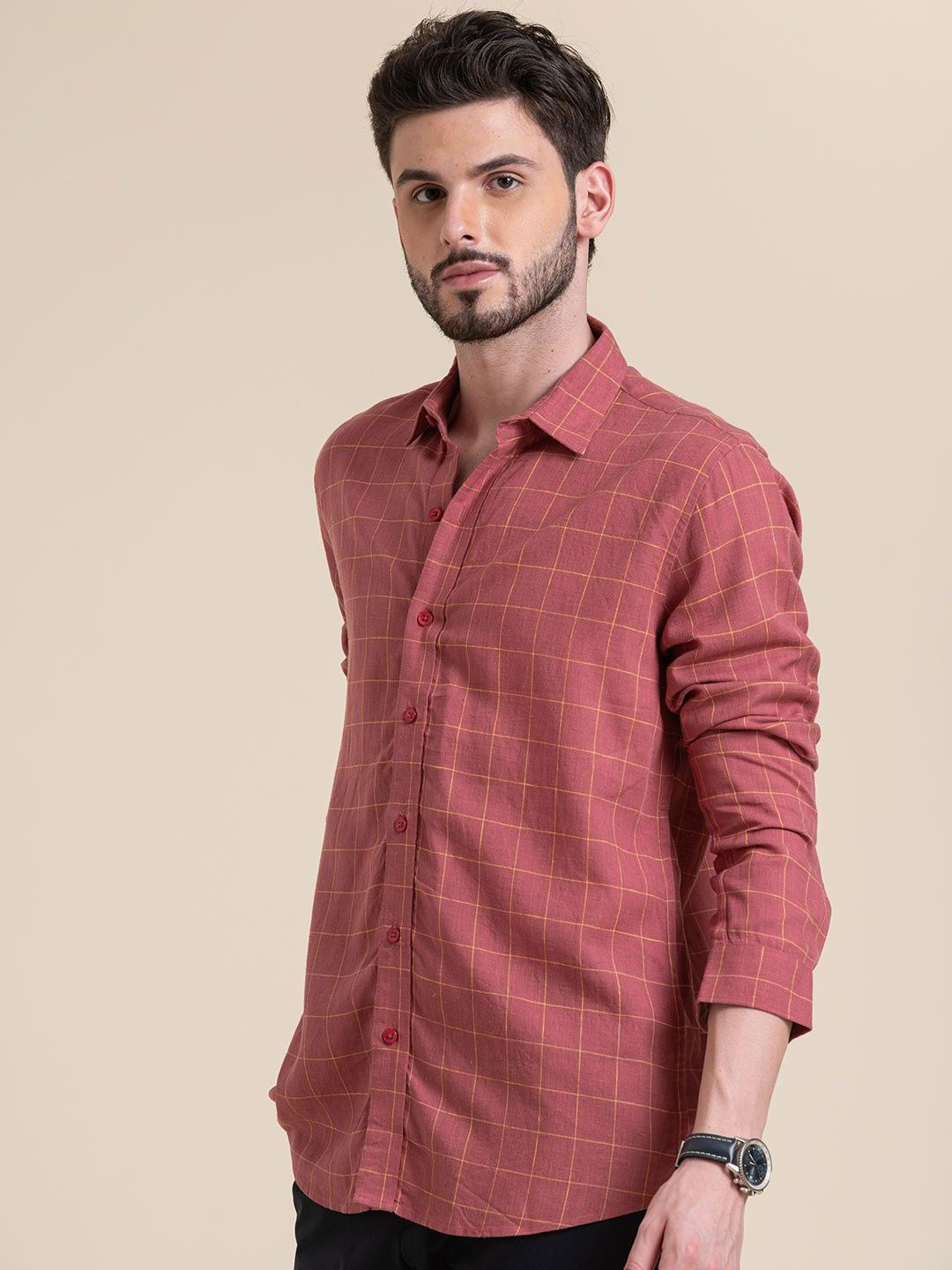 Hallstatt Life Men Windowpane Checks Checked Casual Shirt
