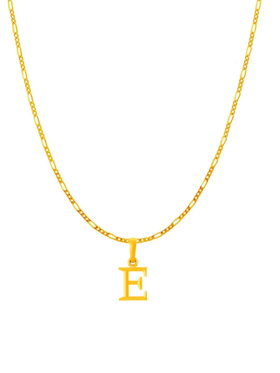AKSHAT SAPPHIRE Women Gold-Plated E Alphabet Geometric Pendants with Chains