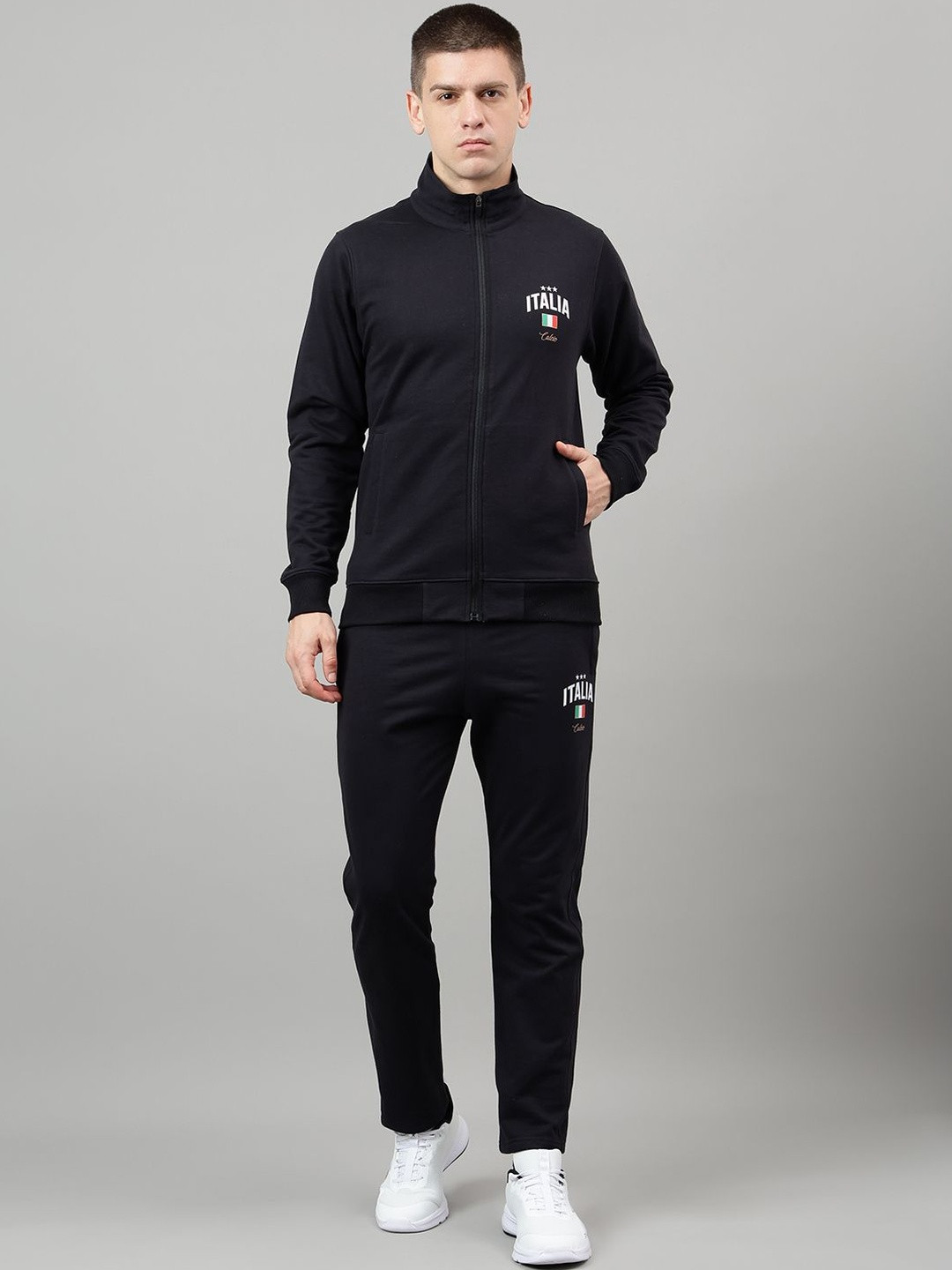 FCK GOLD Men Mock Neck Long Sleeves  Waist Rise Mid-Rise Tracksuits